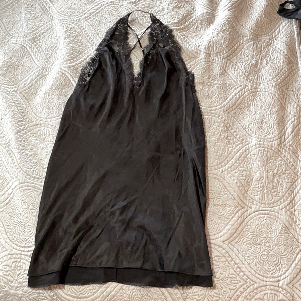 Victoria’s Secret Black Satin Lingerie Slip - large
